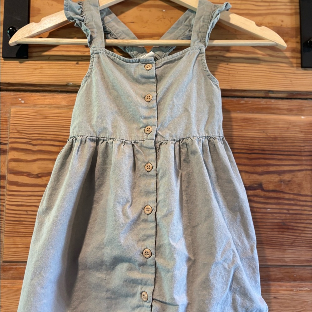 Cotton Kids Green Dress with Ruffle Straps size 2T
